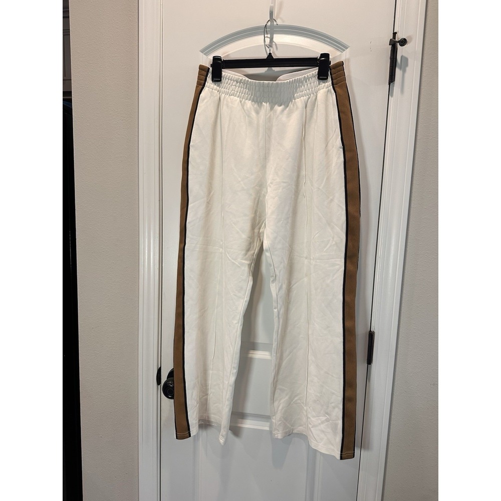 The Upside Bleecker Monte Pant Women L White Excellent Side Stripe Wide Leg